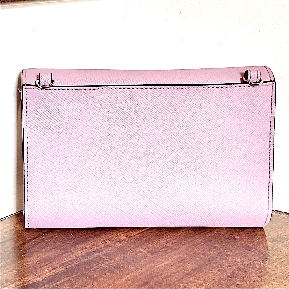 Kate Spade Bright Lavender Leather Mini Crossbody Bag Clutch Wallet 14K Gold - Picture 3 of 12